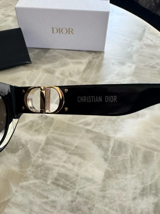 Dior Black Cat-Eye Sunglasses with Gold Hardware - Picture 2 of 6